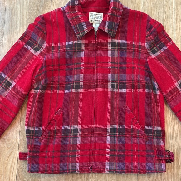 Vtg Limited Jacket Red Plaid Cotton Twill Size Medium - Picture 2 of 6